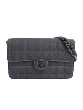 Chanel Vintage New Travel Line All Black Chain Shoulder Bag